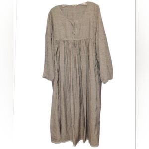 Injiri Grey L/S Handwoven Cotton Midi Dress XL